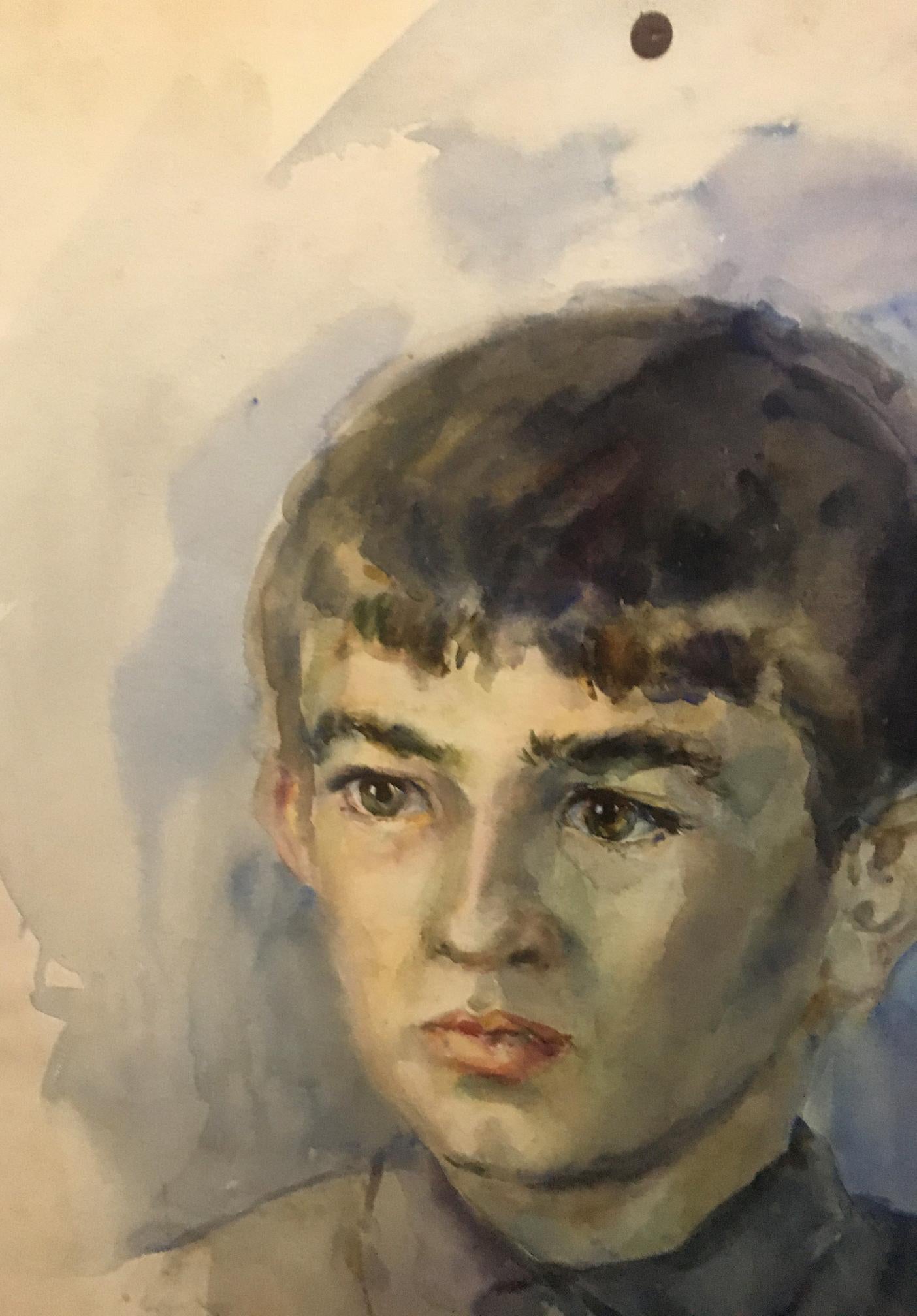 Watercolor painting Boy in a green shirt Irina Palazhchenko