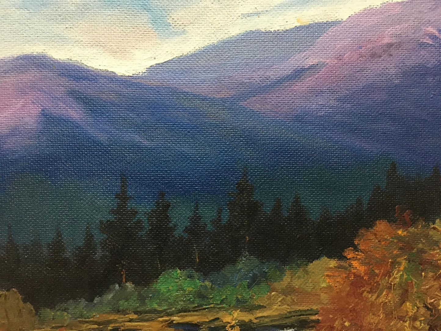 Oil painting Autumn in the mountains Unknown artist