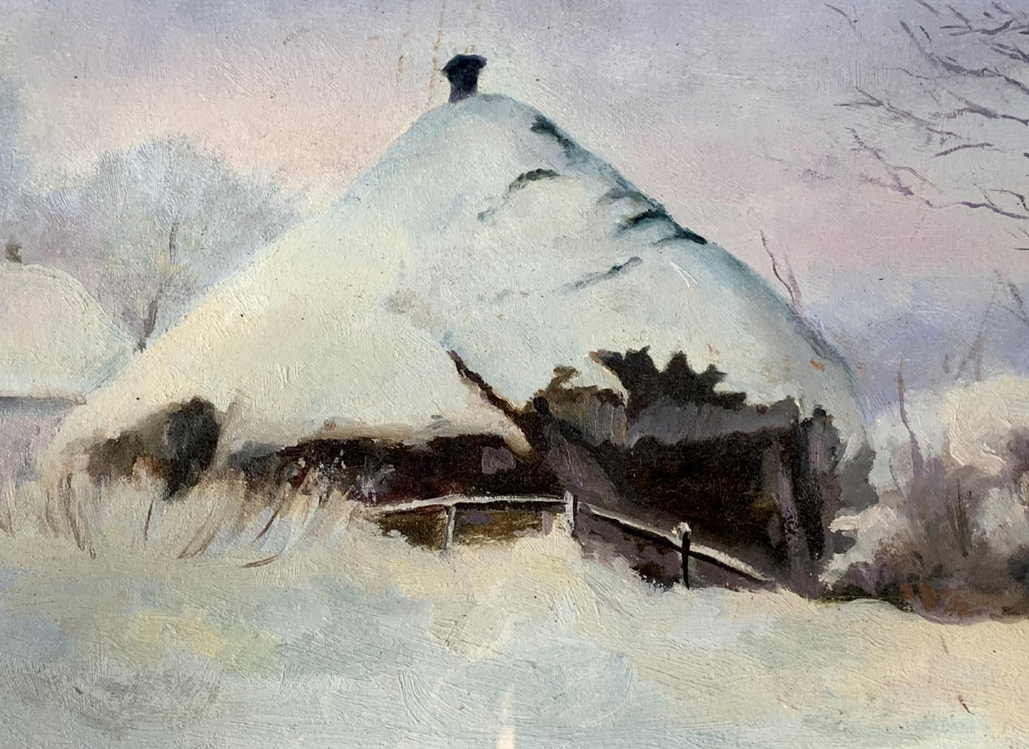Oil painting Winter evening Anatoly Tereshchenko