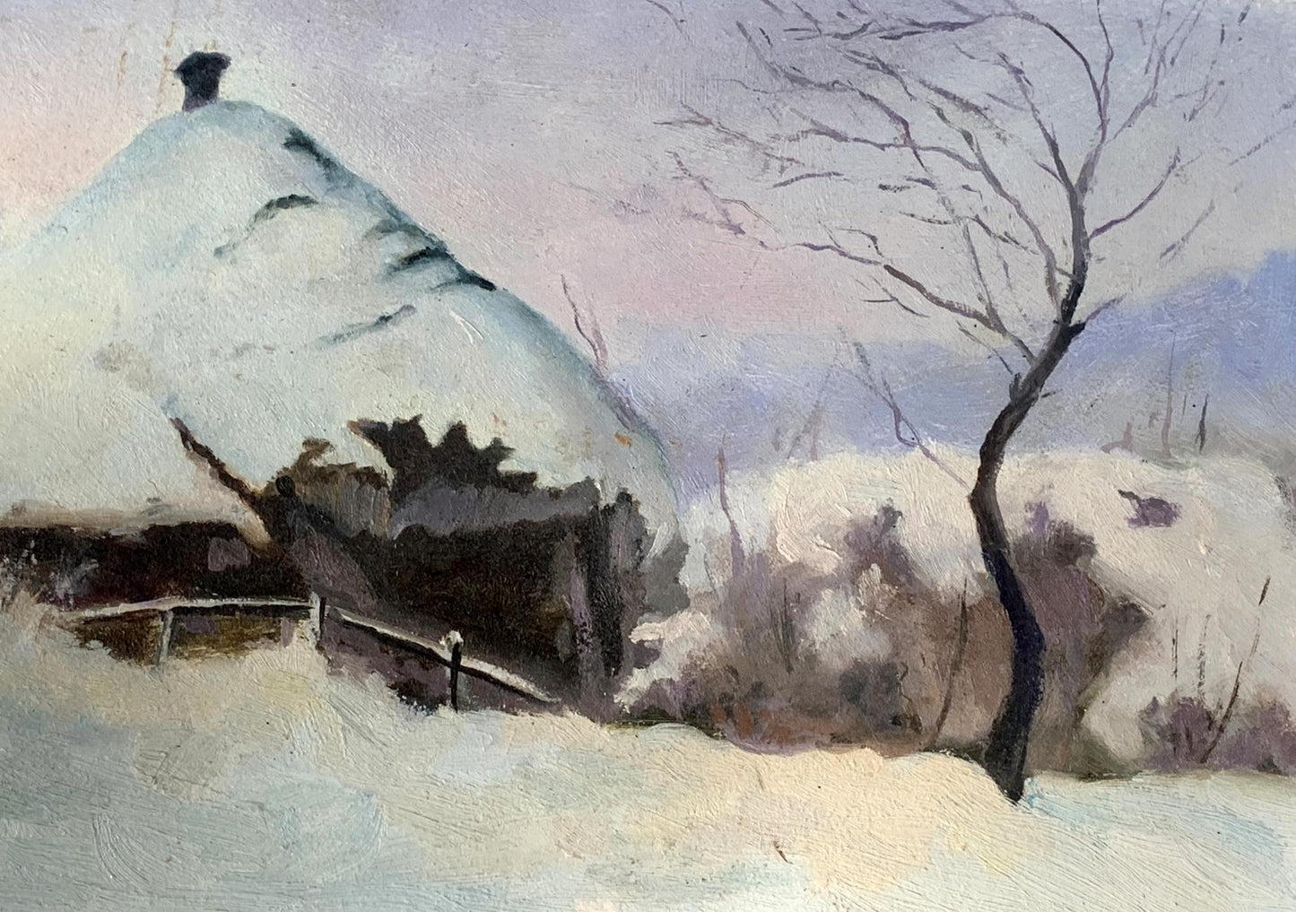 Oil painting Winter evening Anatoly Tereshchenko
