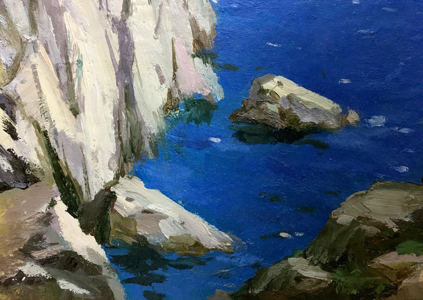 Oil painting River along the cliffs Levichev A.