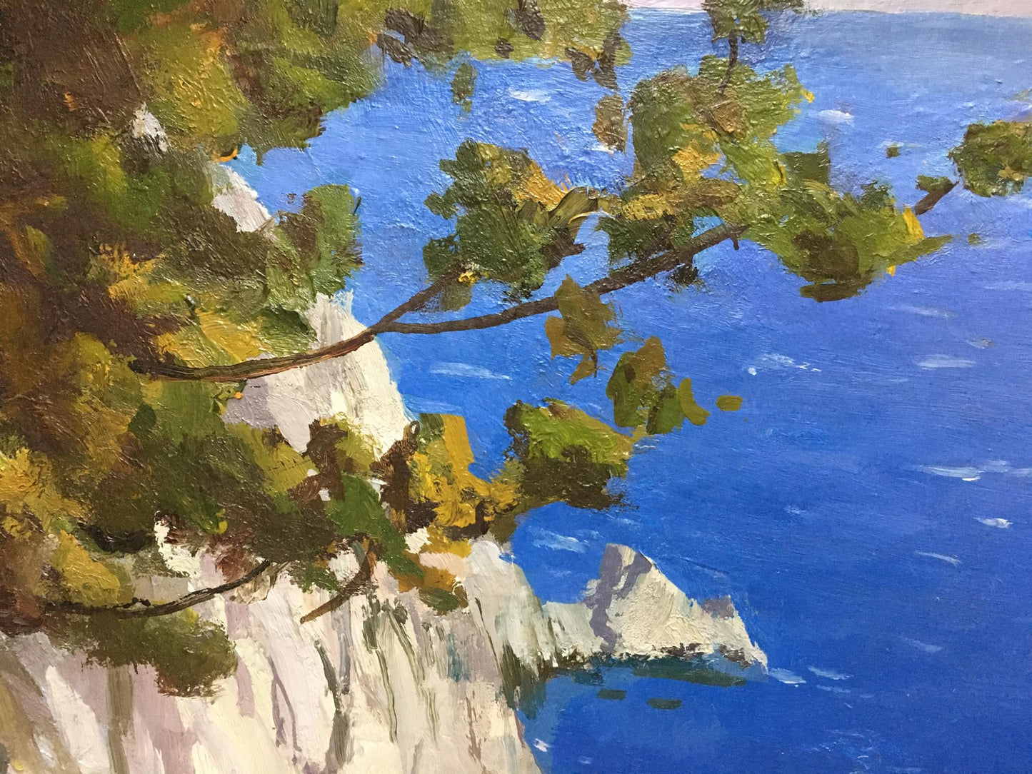Oil painting River along the cliffs Levichev A.