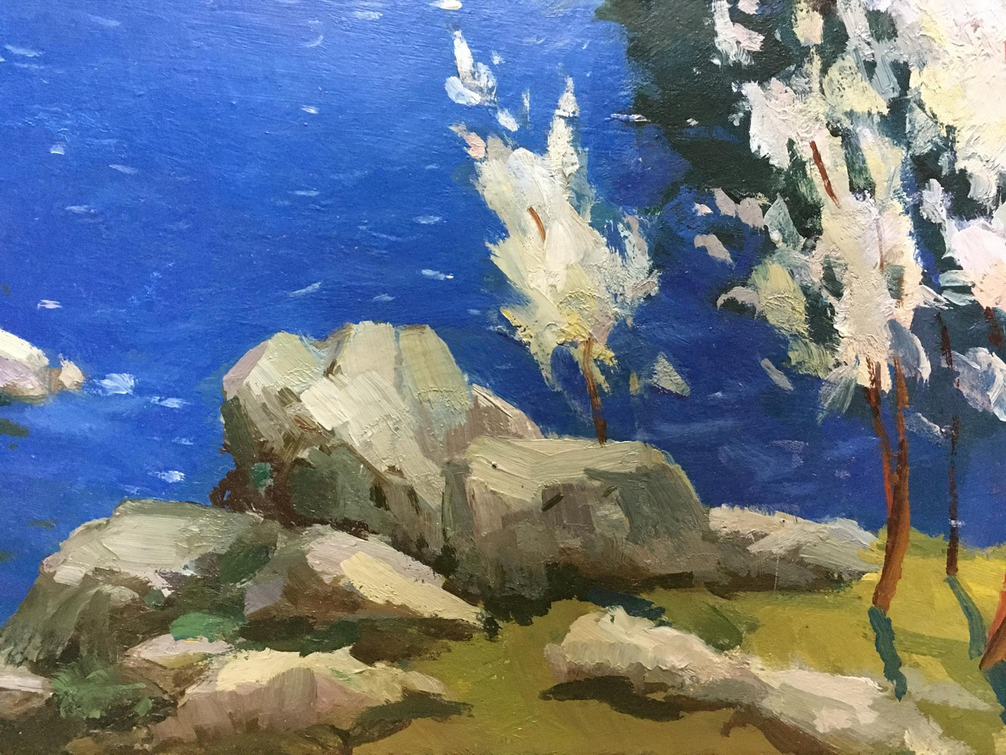 Oil painting River along the cliffs Levichev A.