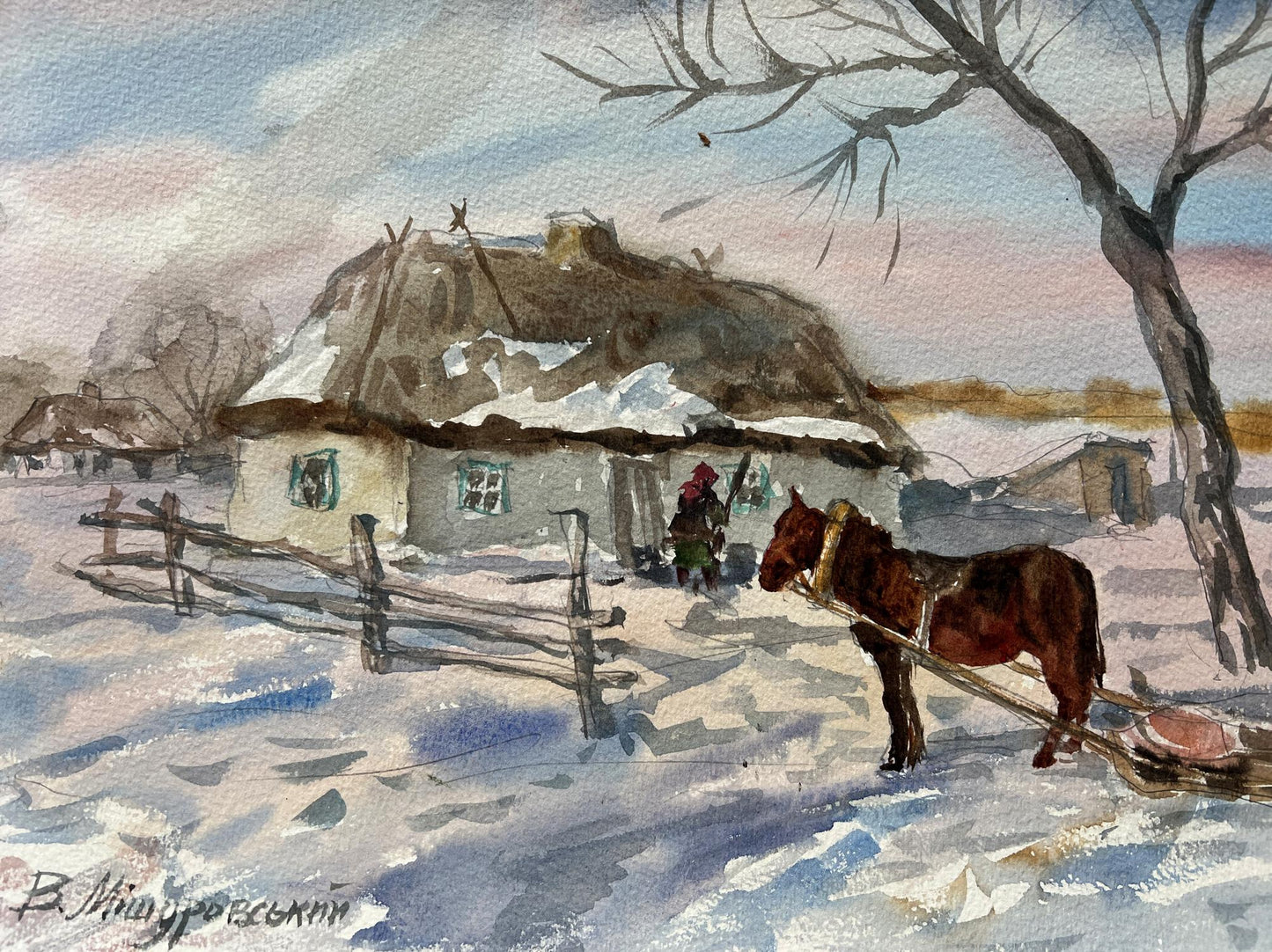 Watercolor painting Sunny morning V. Mishurovsky