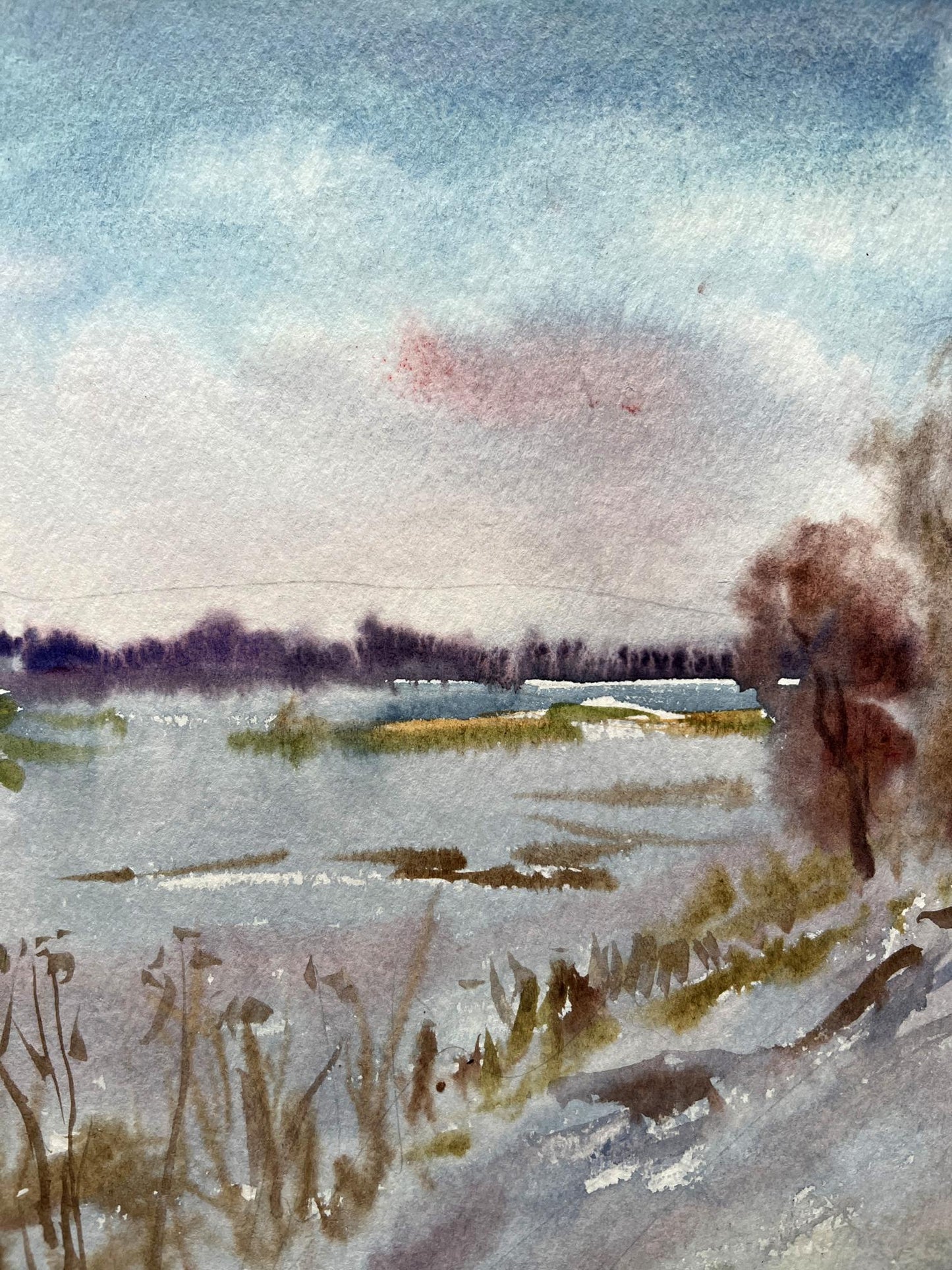 Watercolor painting Winter