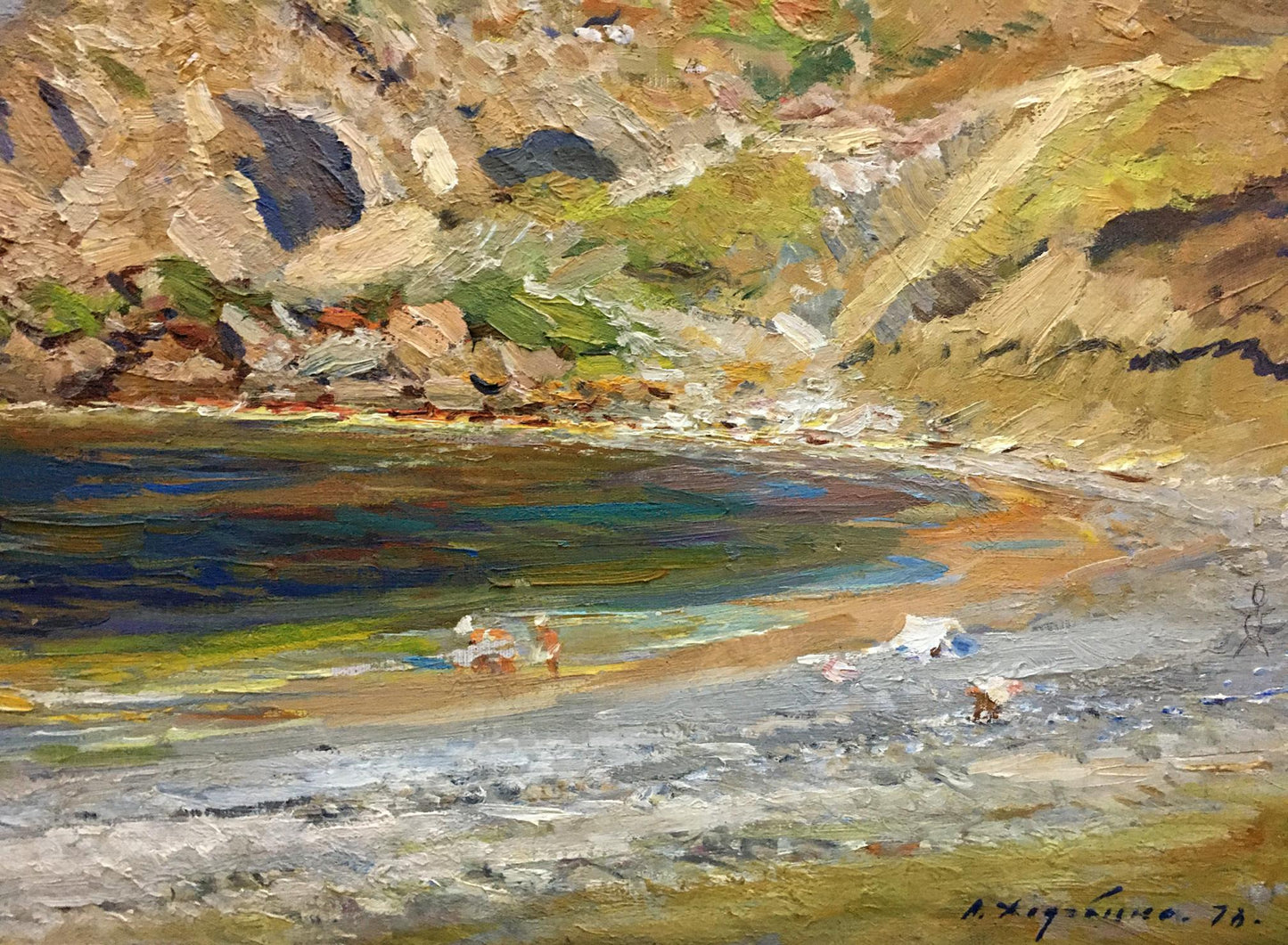An oil painting by Lev Pavlovich Khodchenko featuring the coast