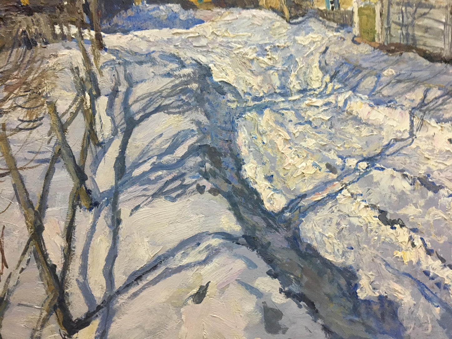 Oil painting Snow covered village Zvyagintsev Rostislav Mikhailovich