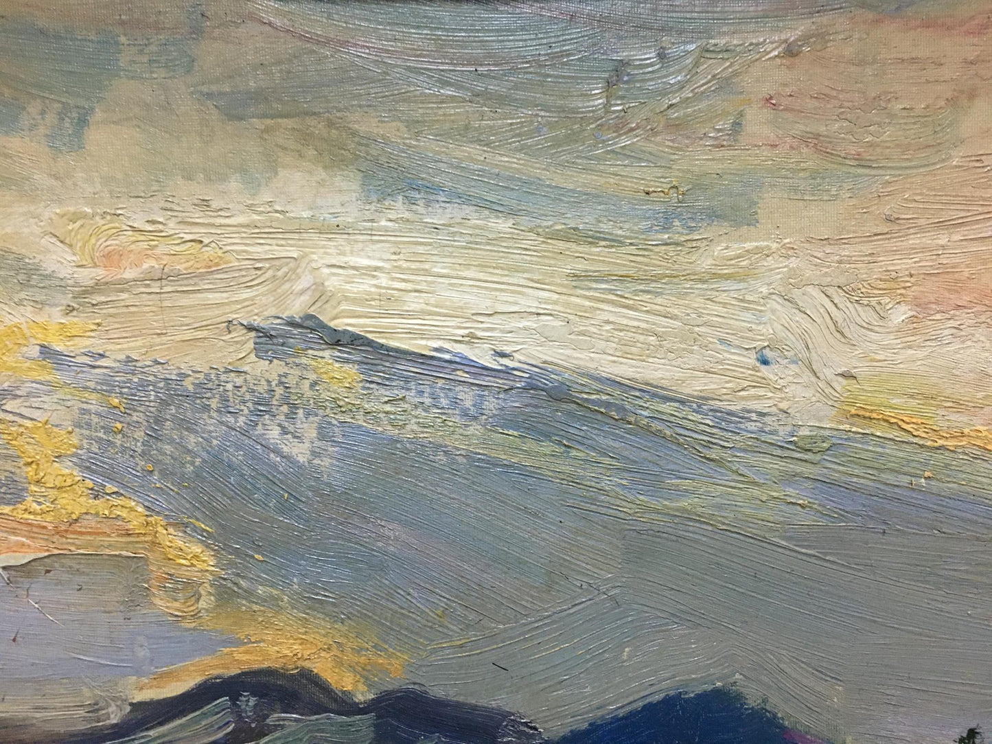 Oil painting showcasing a mountain landscape by Nikolay Petrovich Glushchenko