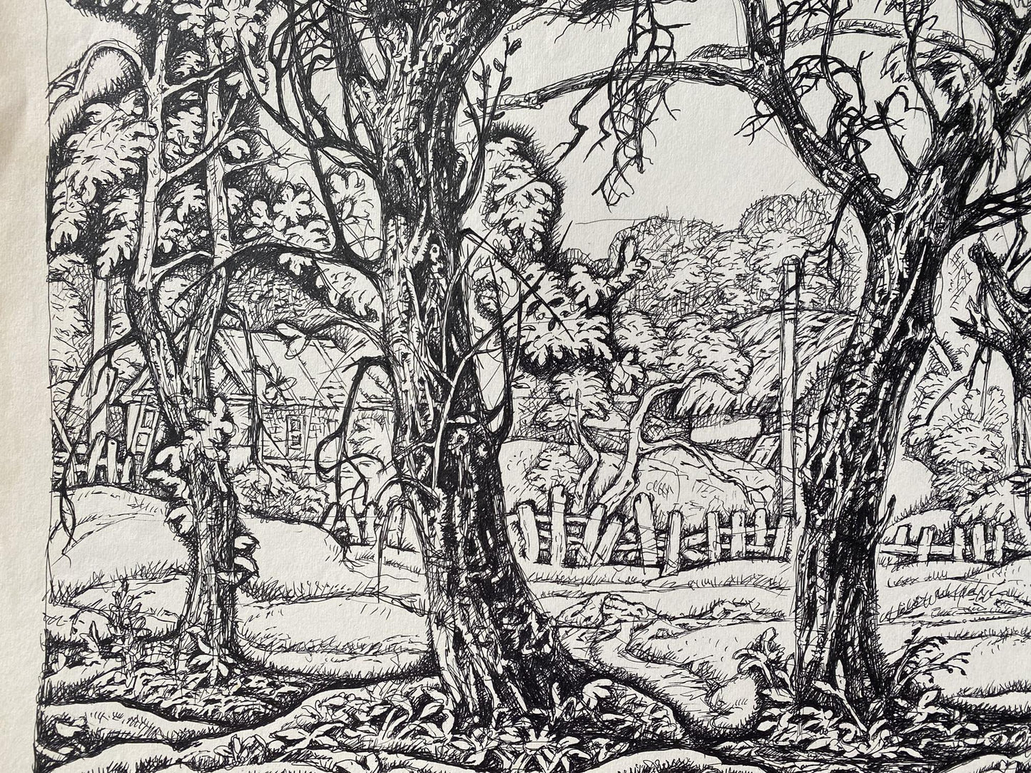 The Essence of Summer's End: Oleg Arkad'yevich Litvinov's 'End of August' in Ink and Pencil