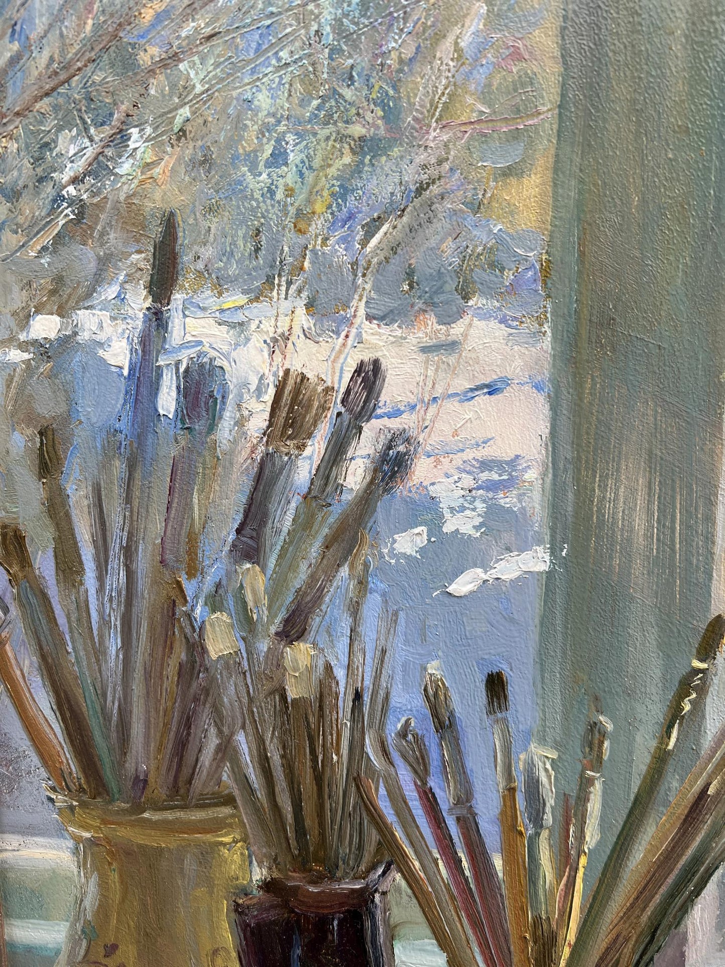 Oil painting Winter window