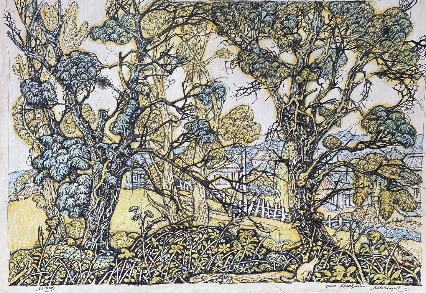 Ink painting Landscape with a goat Litvinov Oleg Arkad'yevich