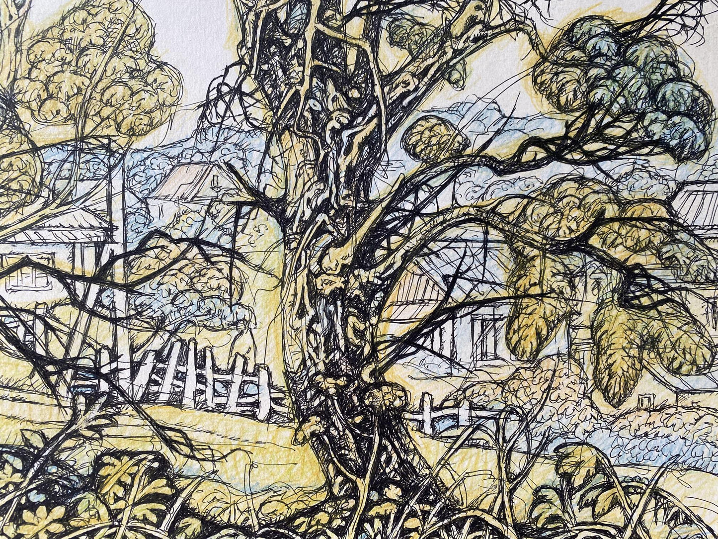 Ink painting Landscape with a goat Litvinov Oleg Arkad'yevich