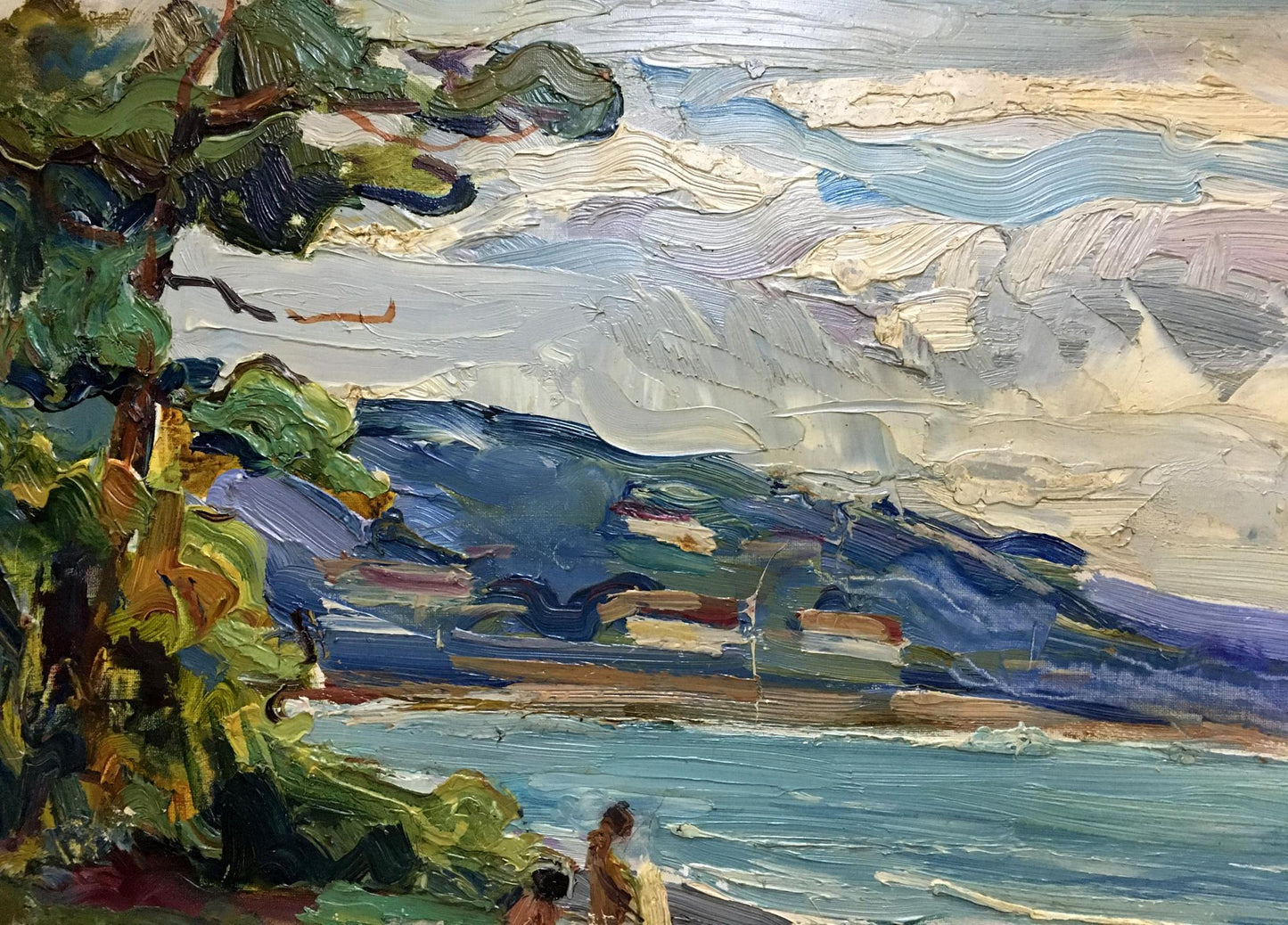 Oil painting Near the shore with a girl Glushchenko Nikolay Petrovich