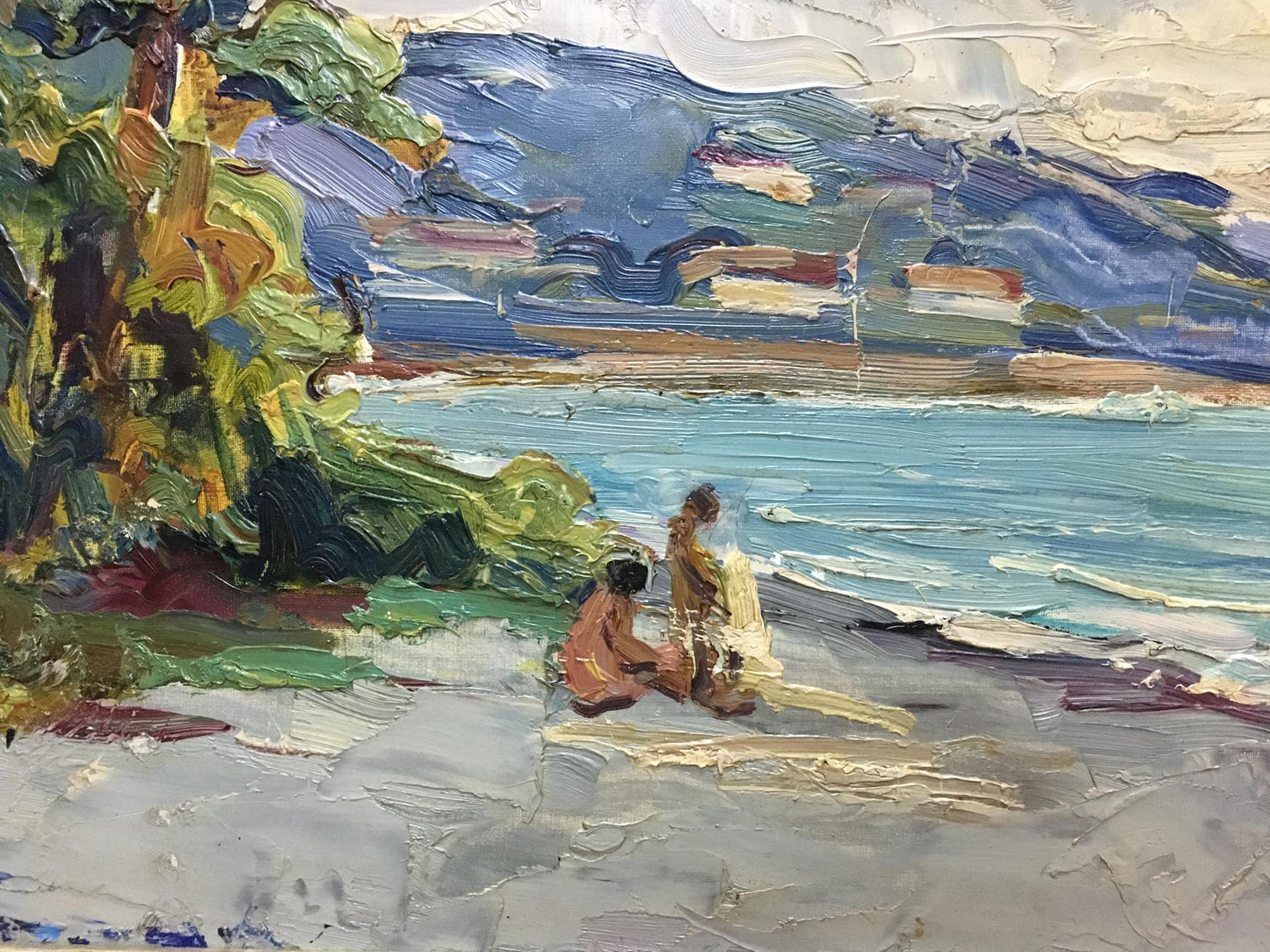 Oil painting Near the shore with a girl Glushchenko Nikolay Petrovich
