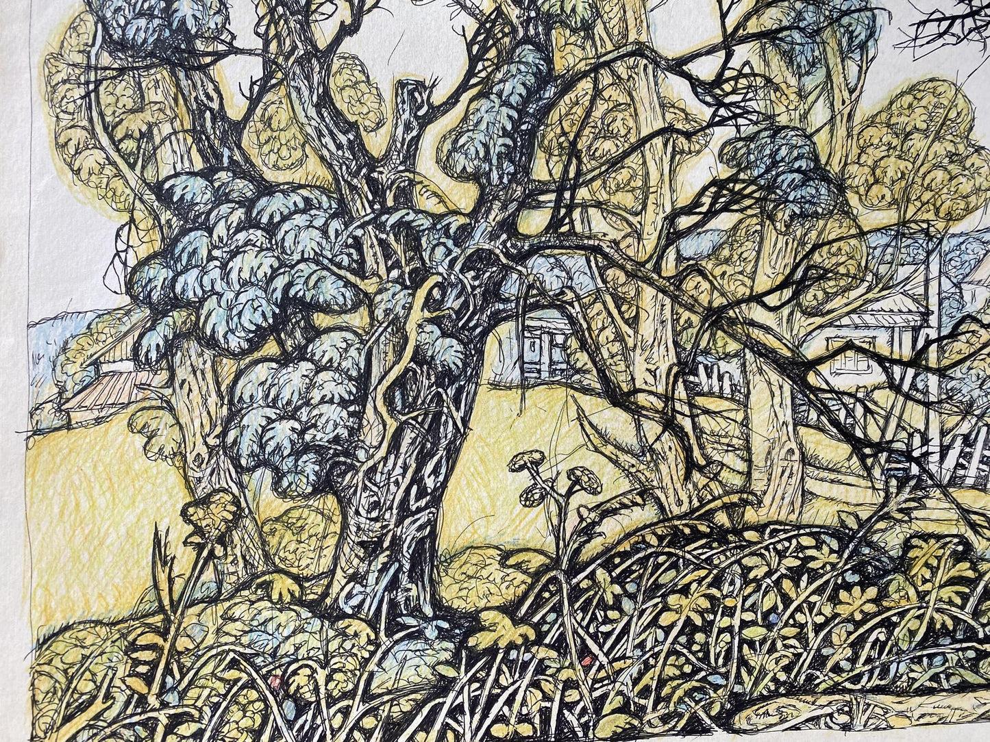 Ink painting Landscape with a goat Litvinov Oleg Arkad'yevich
