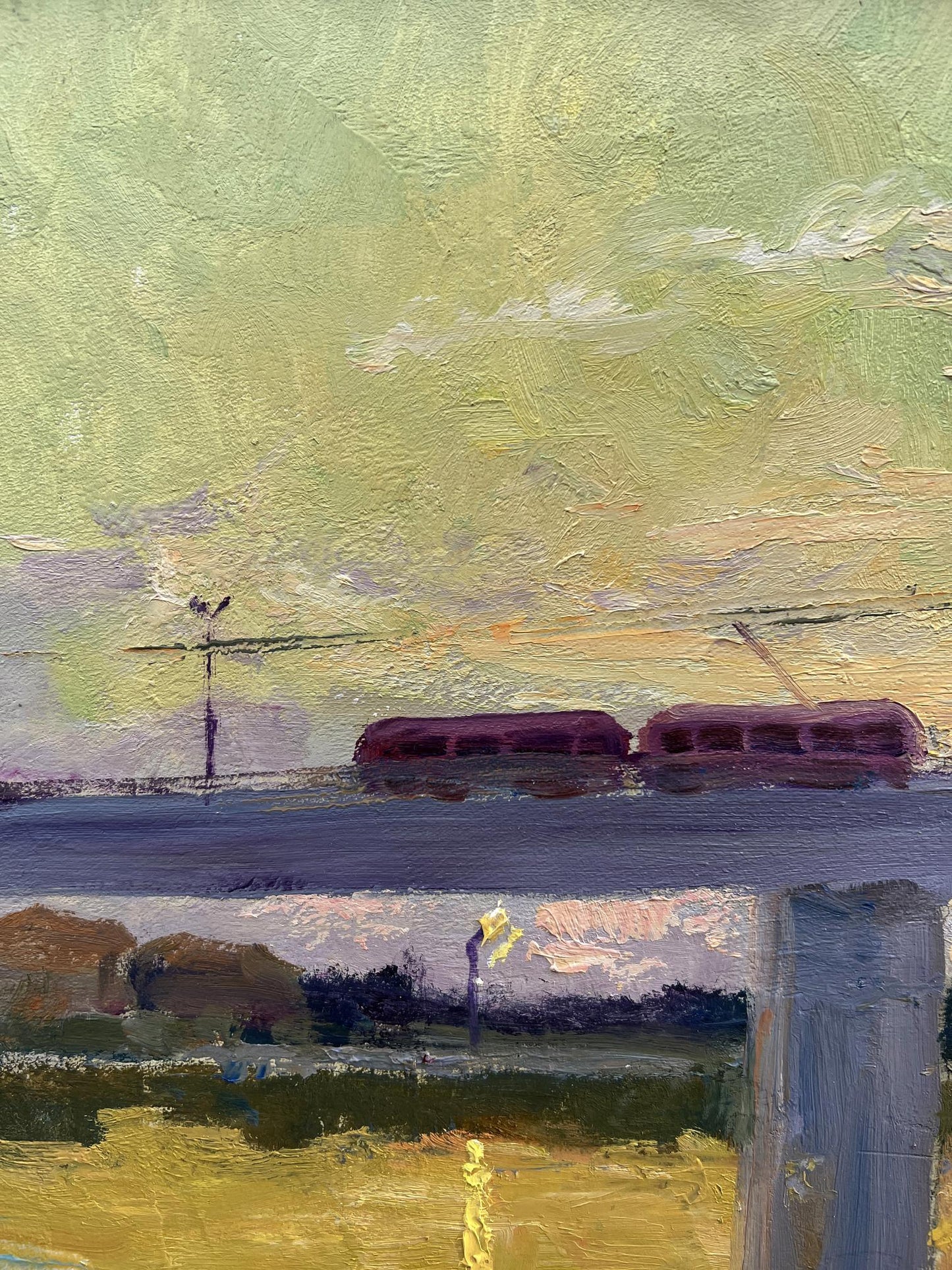 Oil painting High-speed tram