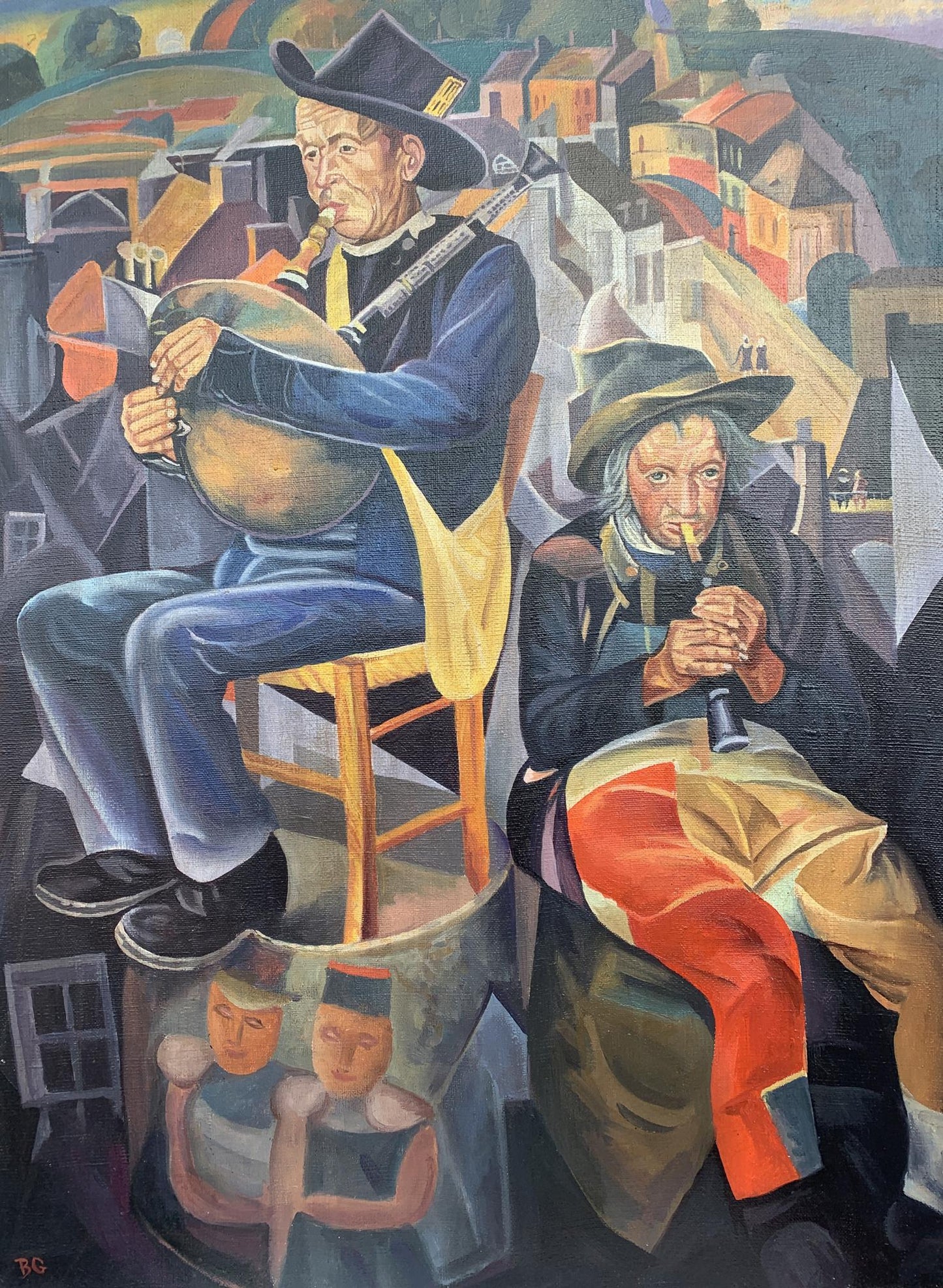 Abstract oil painting Street musicians Victor Konotopsky