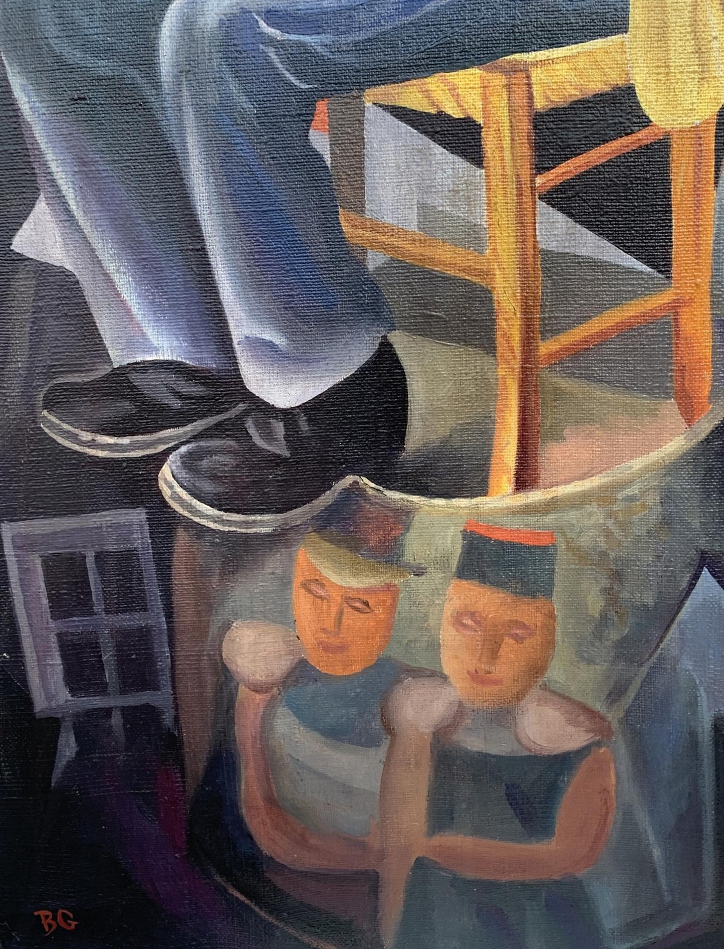 Abstract oil painting Street musicians Victor Konotopsky