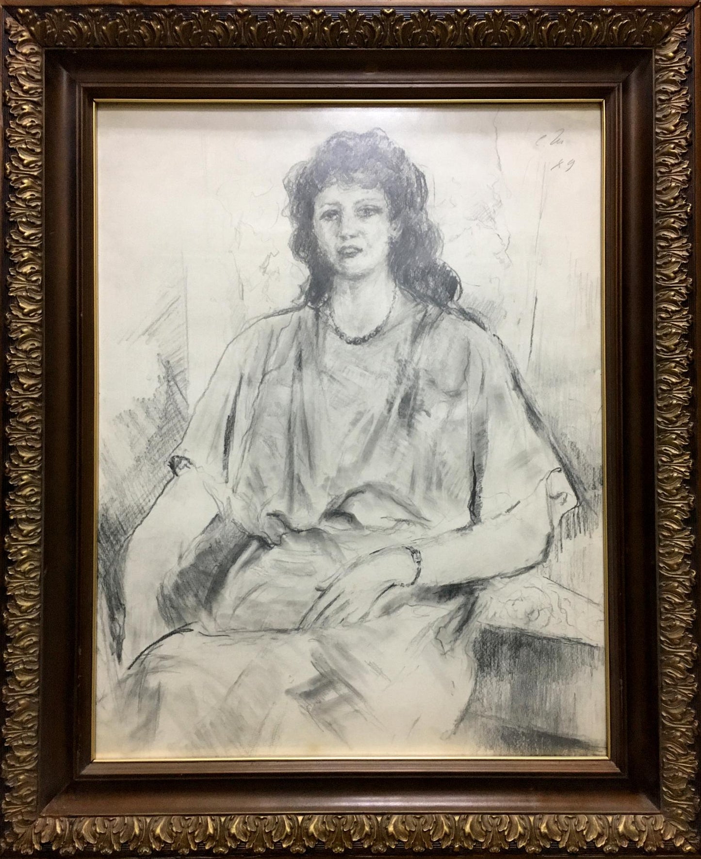 Ink painting Portrait of a nurse Shishko Sergey Fedorovich
