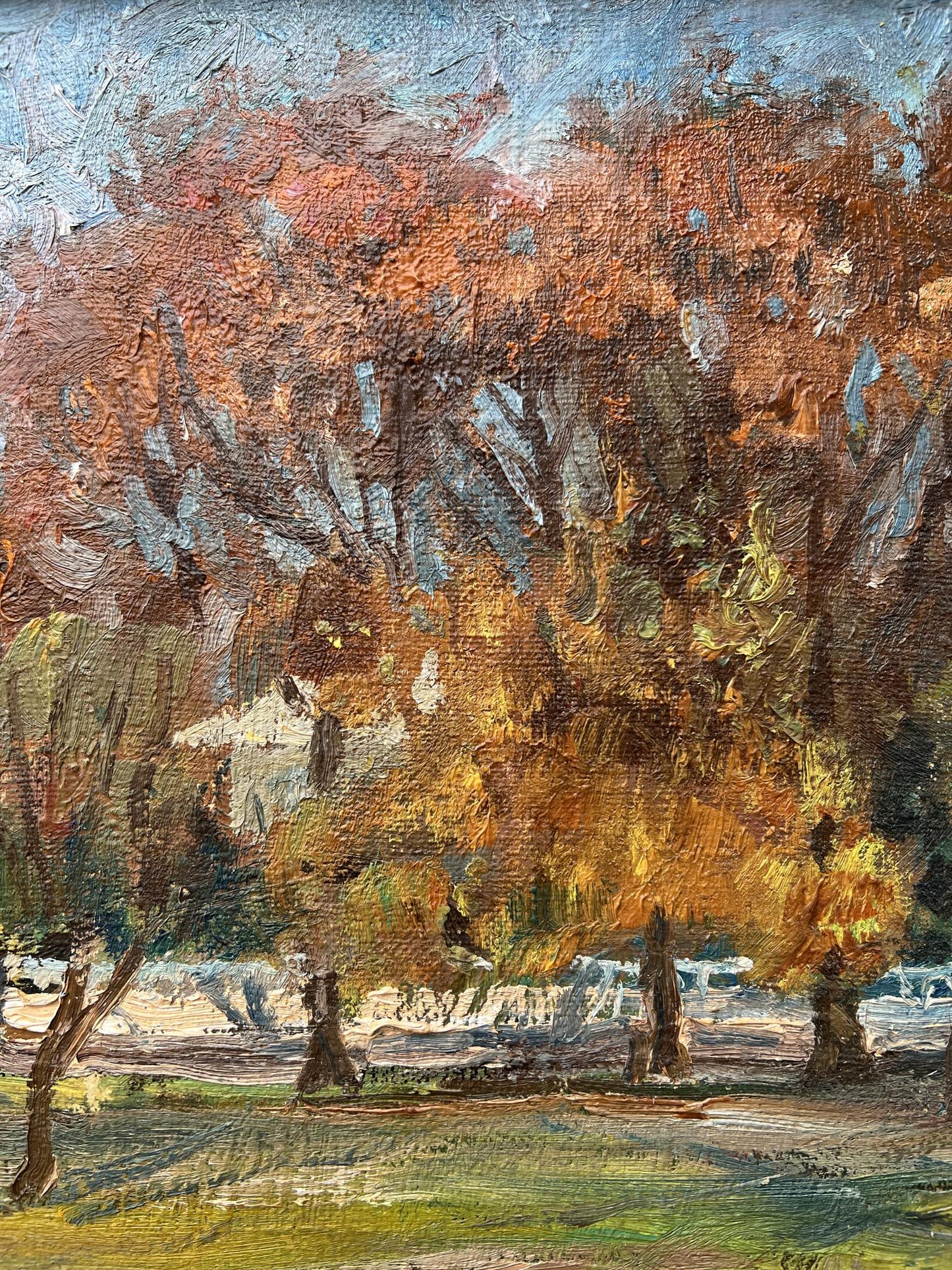 Oil painting Autumn Cityscape