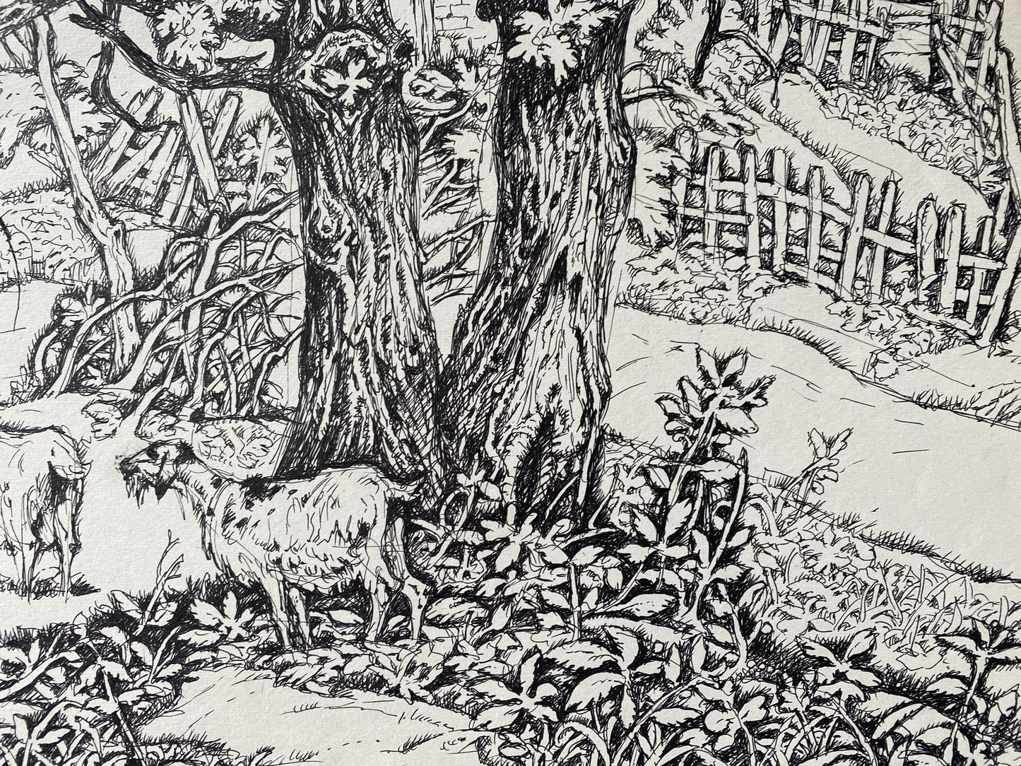 Ink, painting "Series of paintings"Landscape with a goat" Litvinov Oleg Arkad'yevich