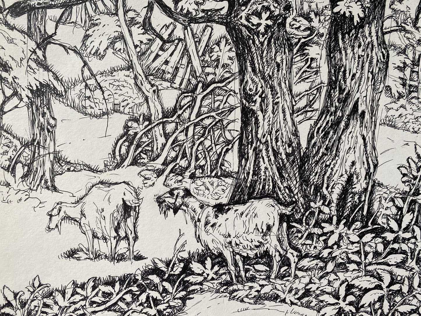 Ink, painting "Series of paintings"Landscape with a goat" Litvinov Oleg Arkad'yevich