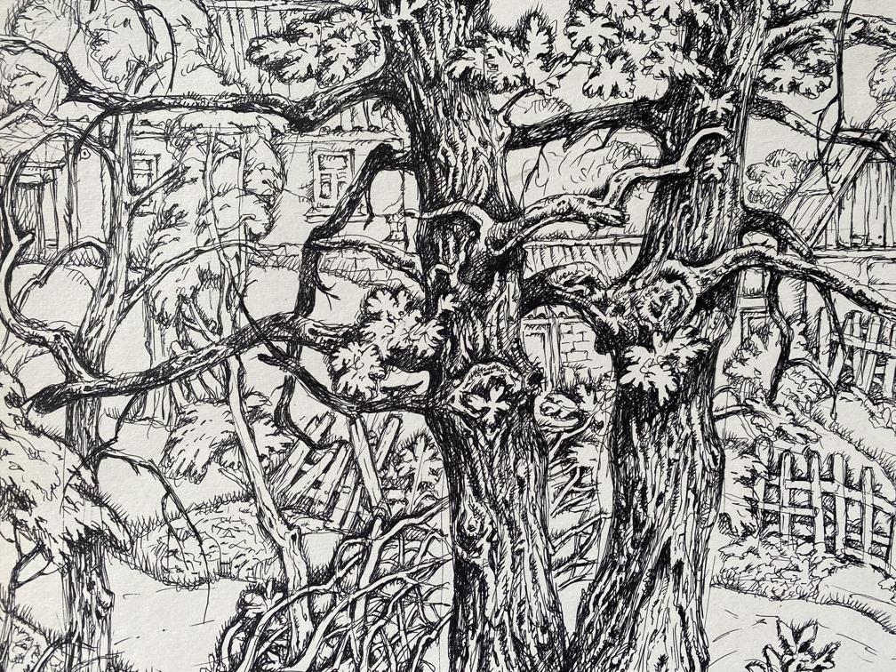 Ink, painting "Series of paintings"Landscape with a goat" Litvinov Oleg Arkad'yevich