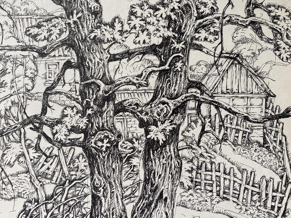 Ink, painting "Series of paintings"Landscape with a goat" Litvinov Oleg Arkad'yevich