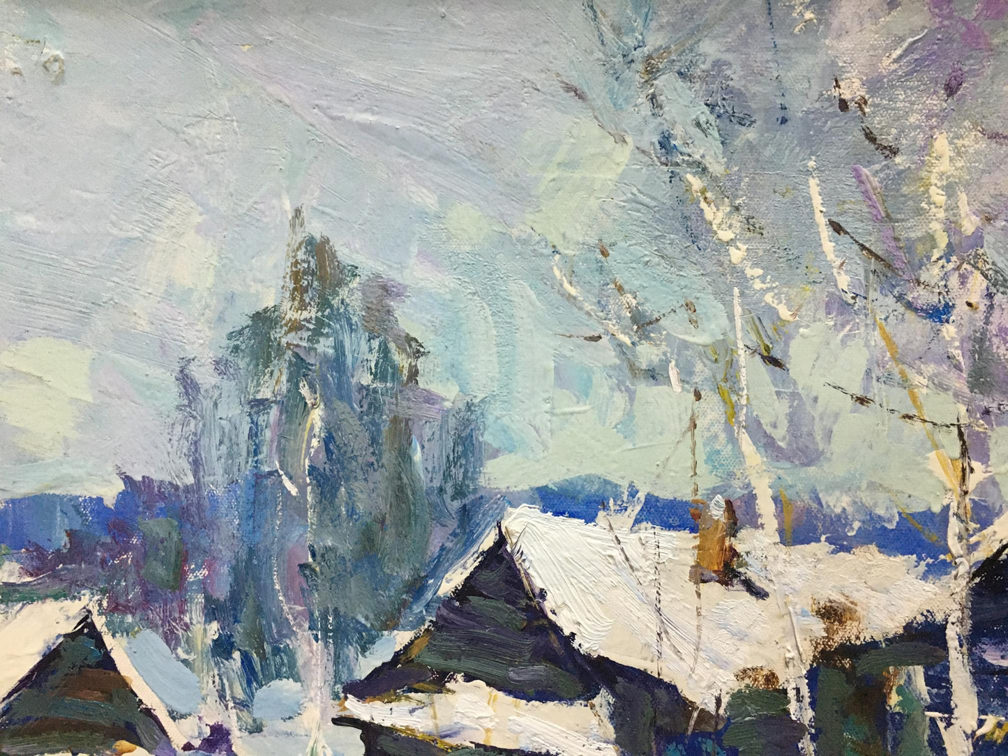 Oil painting Winter landscape Petrov Ivan Semenovich