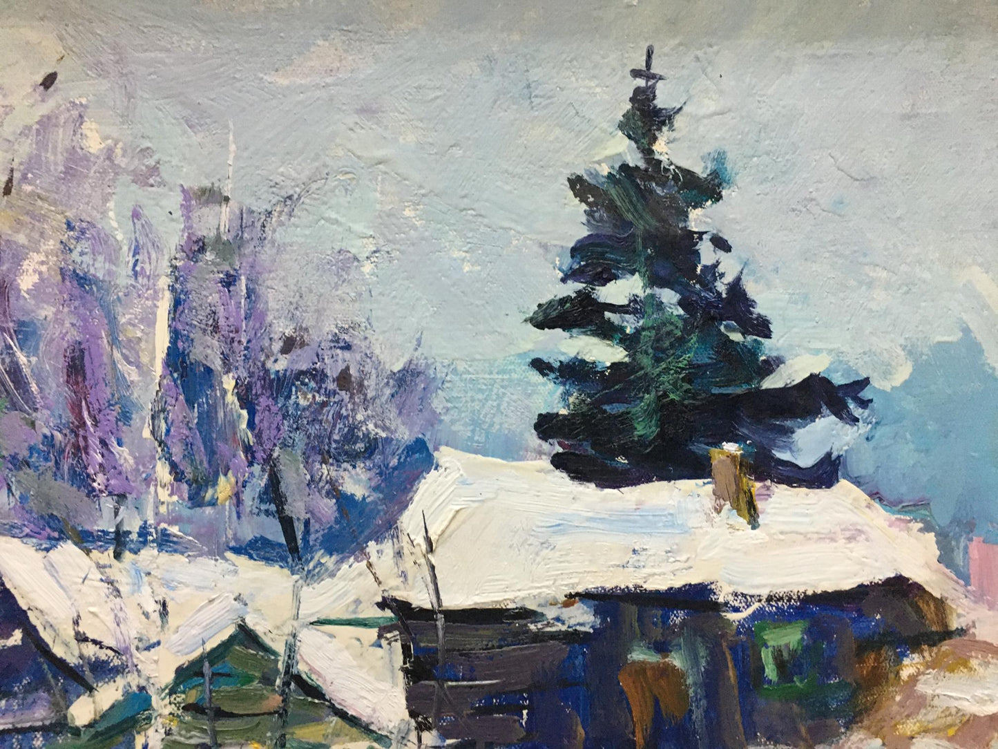 Oil painting Winter landscape Petrov Ivan Semenovich