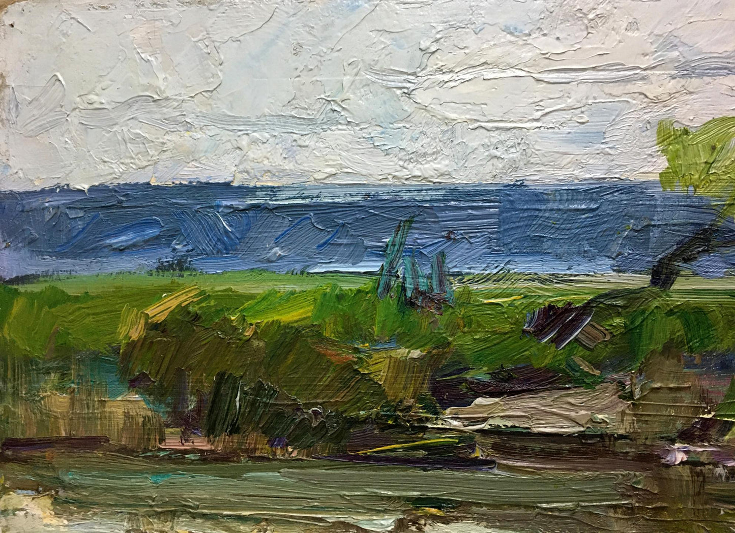 Oil painting River landscape Zakharov Fedor Zakharovich