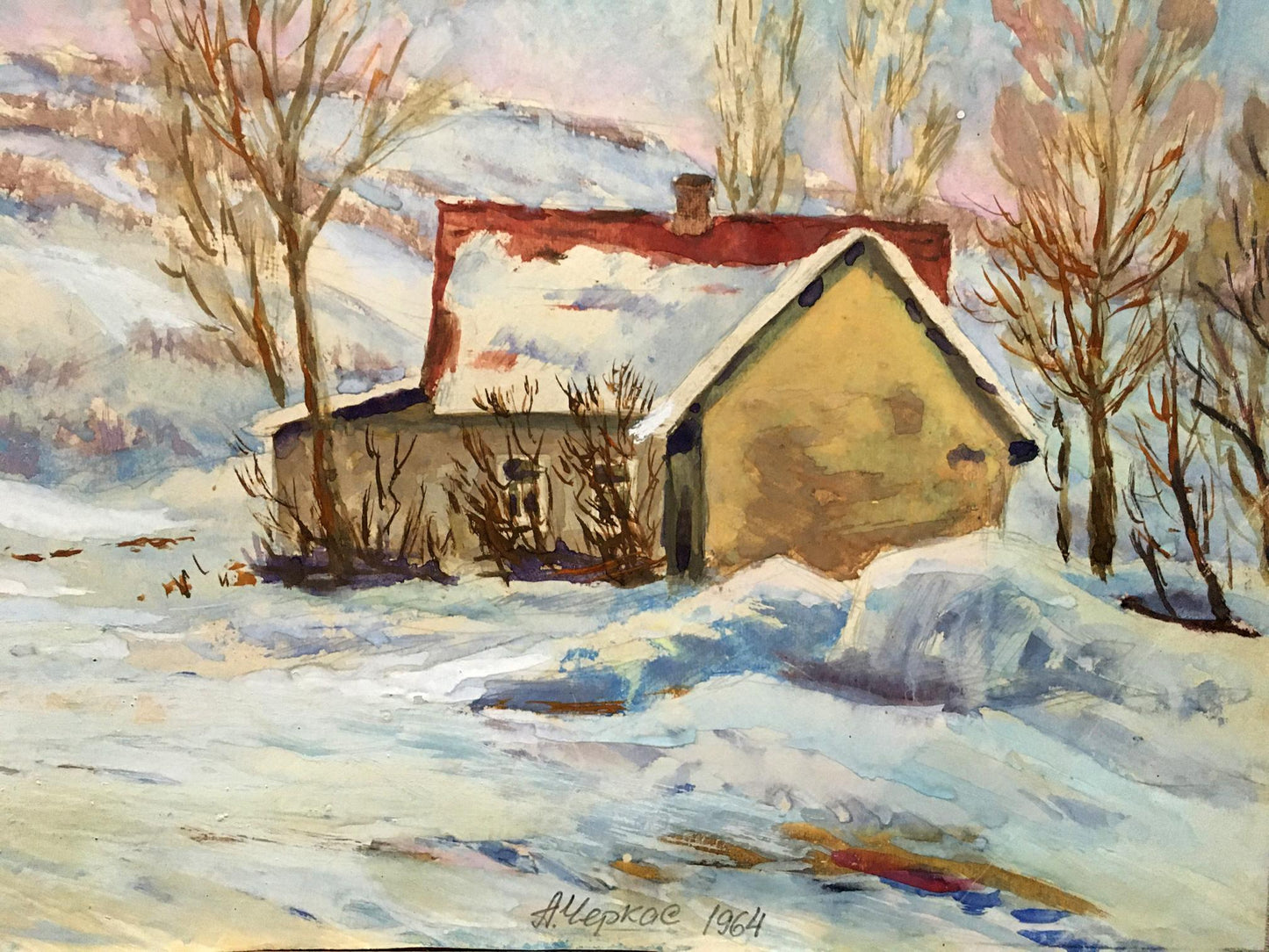 Gouache painting Winter has come Cherkas A.G.