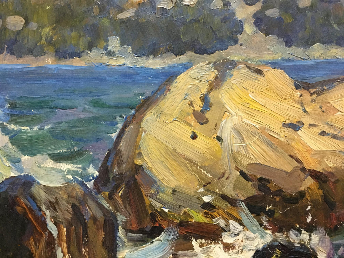 Oil painting The beauty of the sea and mountains Petr Kolomoitsev