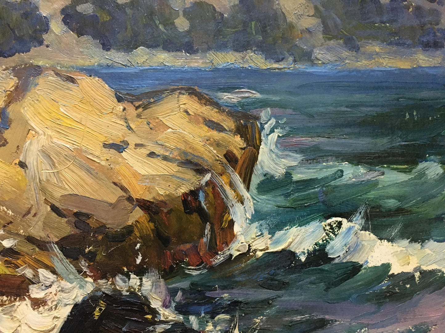 Oil painting The beauty of the sea and mountains Petr Kolomoitsev
