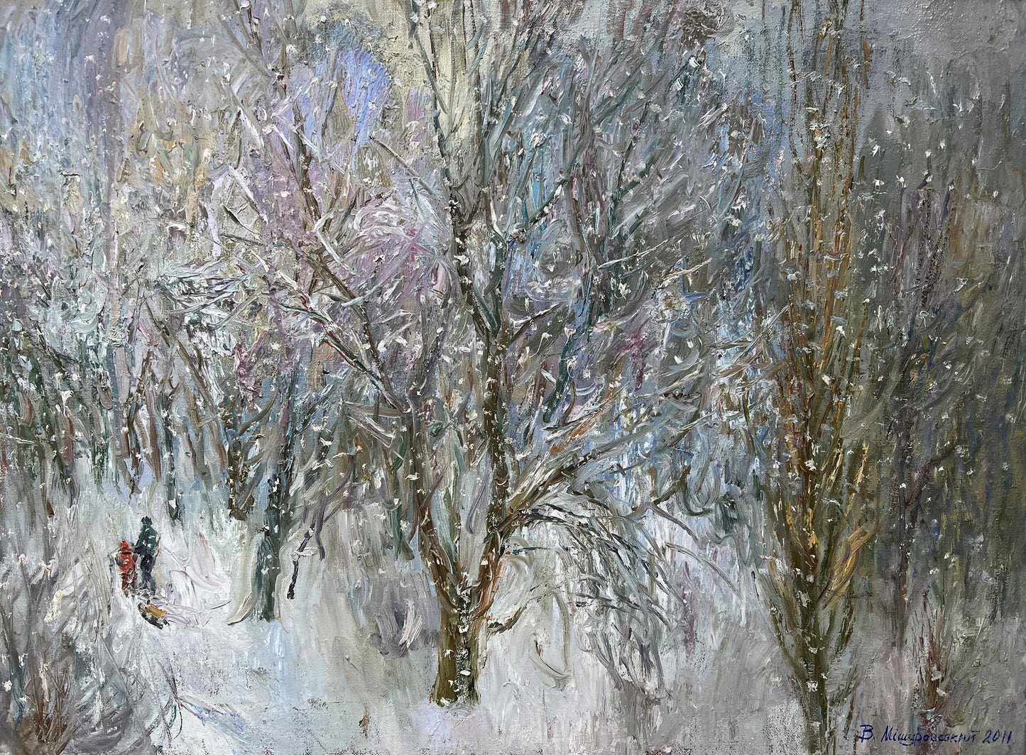 Oil painting It was snowing V. Mishurovsky