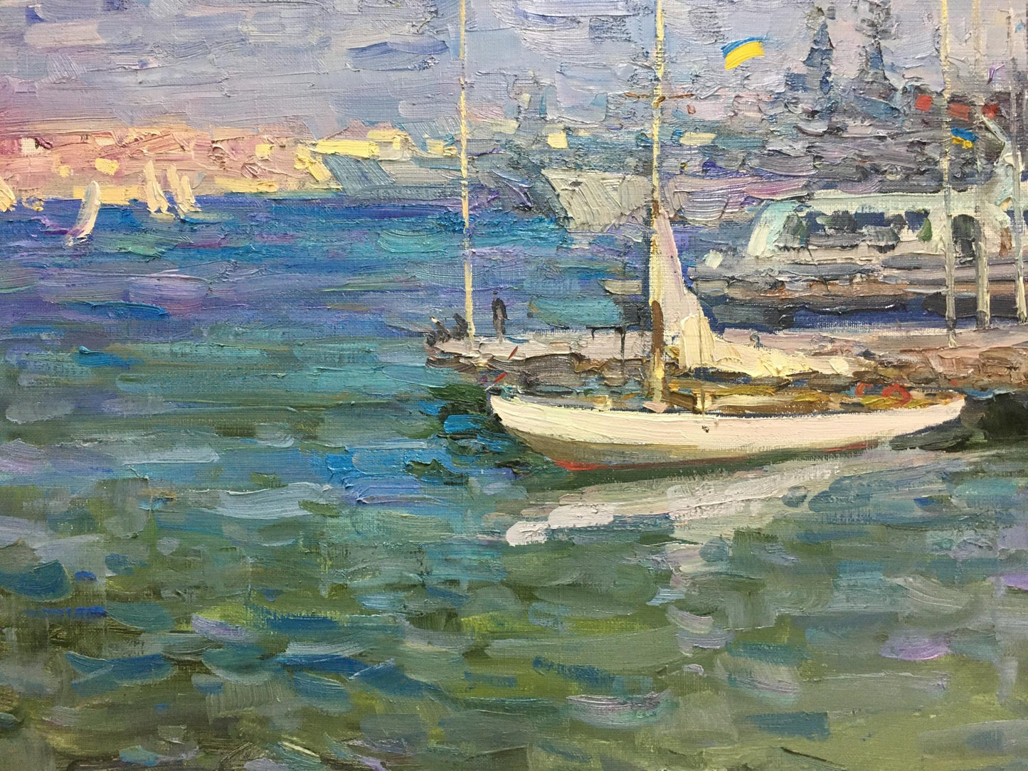 Oil painting City port Shadrin Alexander Petrovich