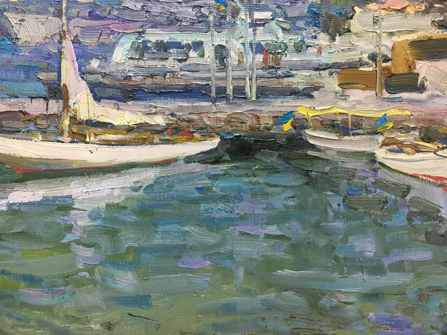 Oil painting City port Shadrin Alexander Petrovich
