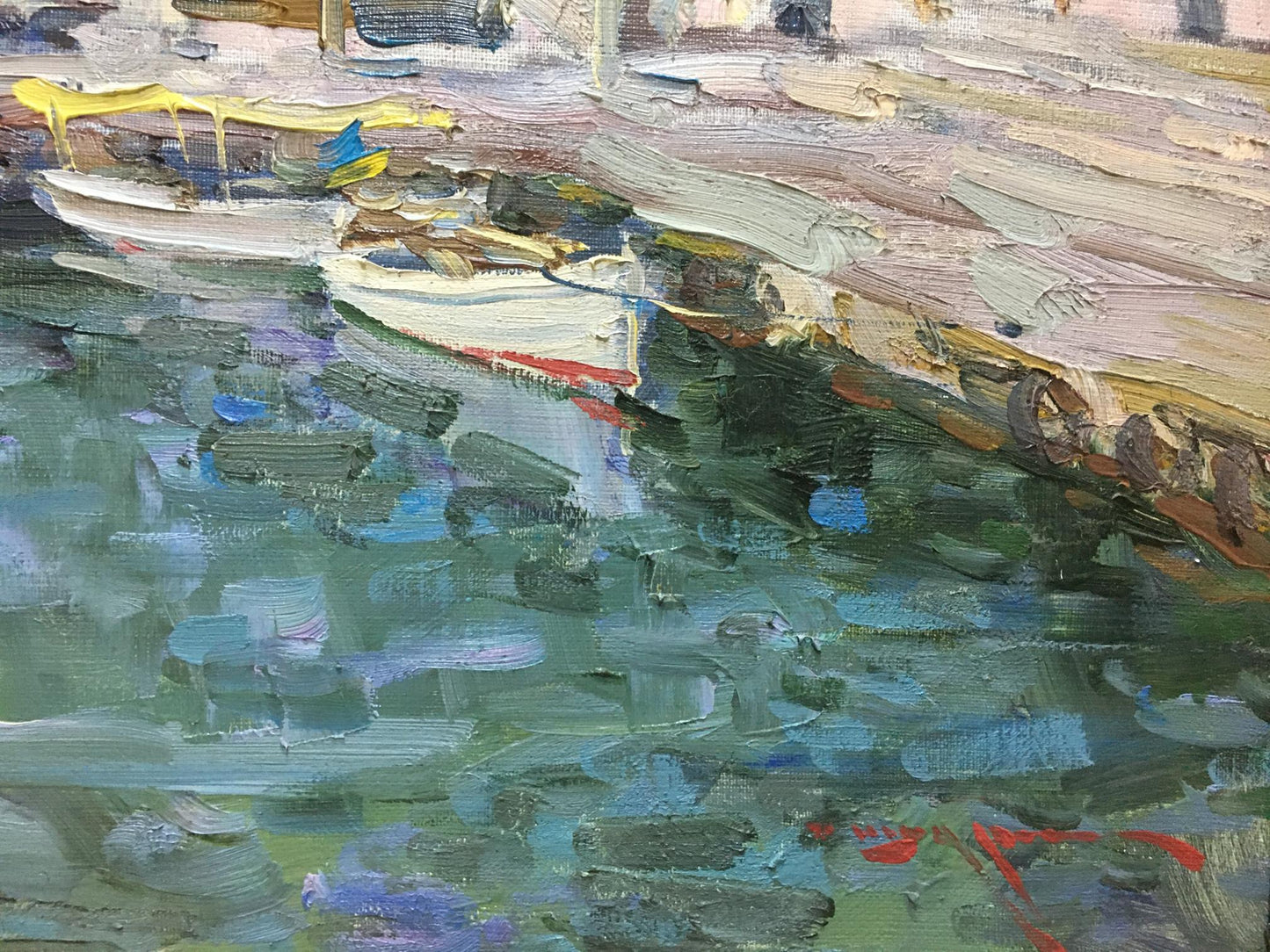 Oil painting City port Shadrin Alexander Petrovich