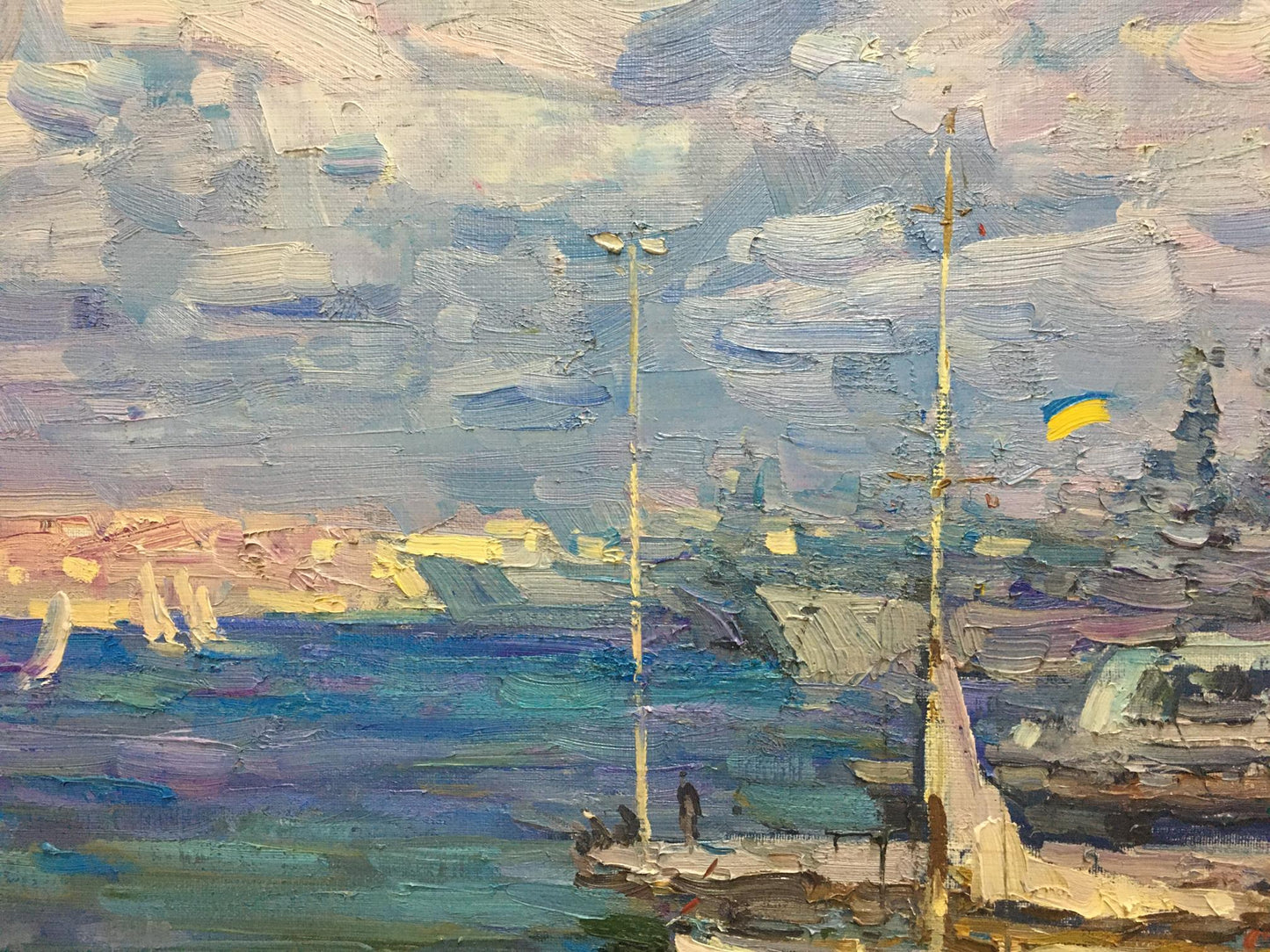 Oil painting City port Shadrin Alexander Petrovich