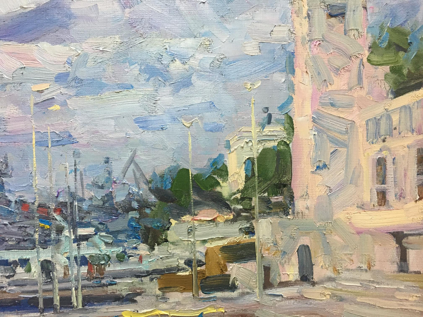 Oil painting City port Shadrin Alexander Petrovich