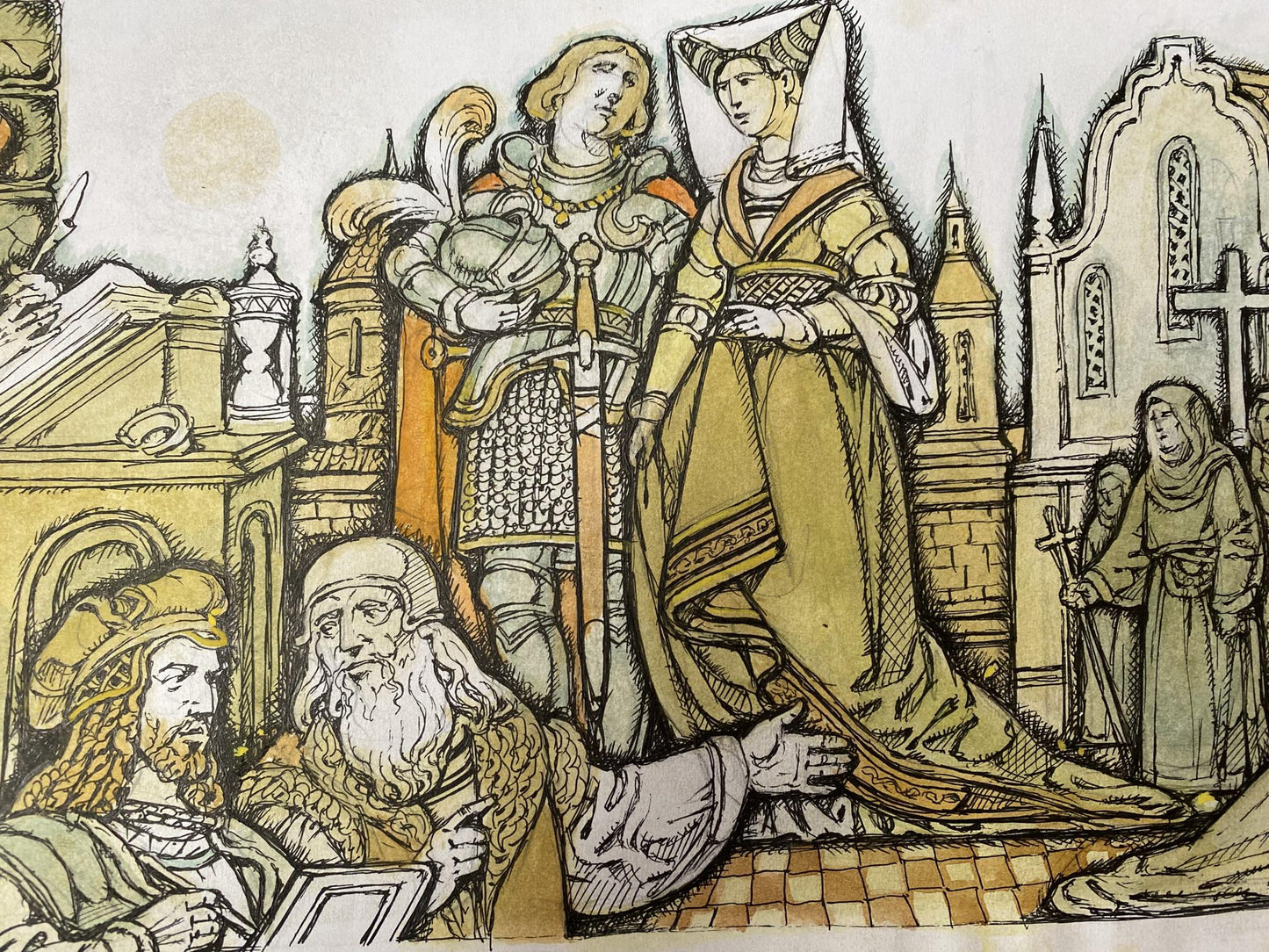 Watercolor,Ink, painting Middle Ages Litvinov Oleg Arkad'yevich