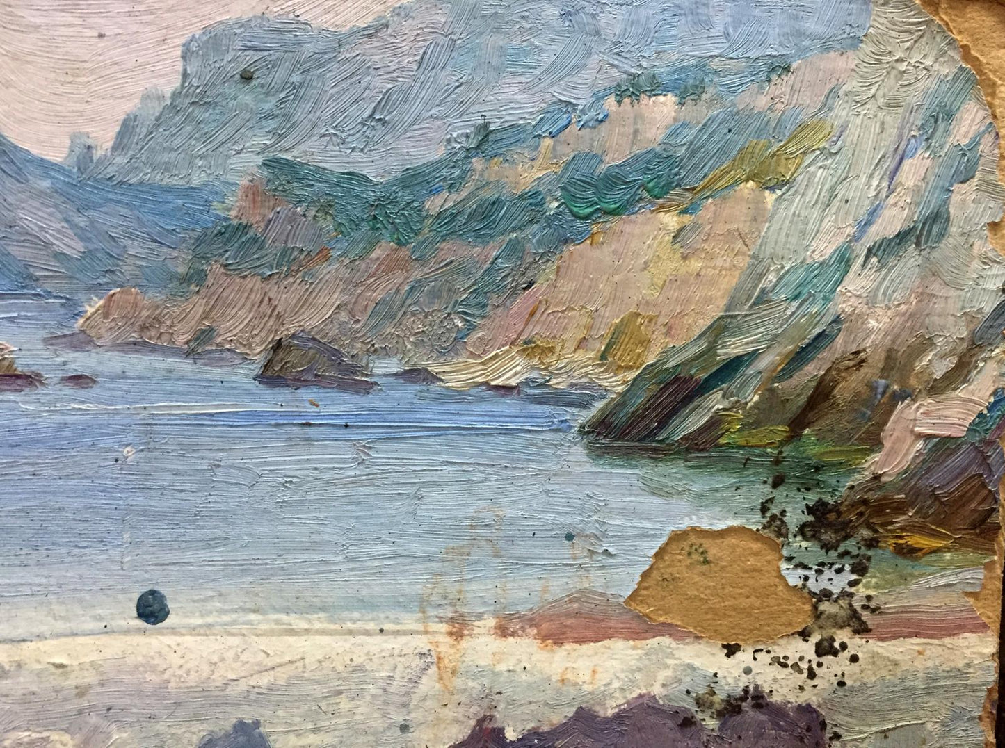 Double oil painting Landscapes. Castle
