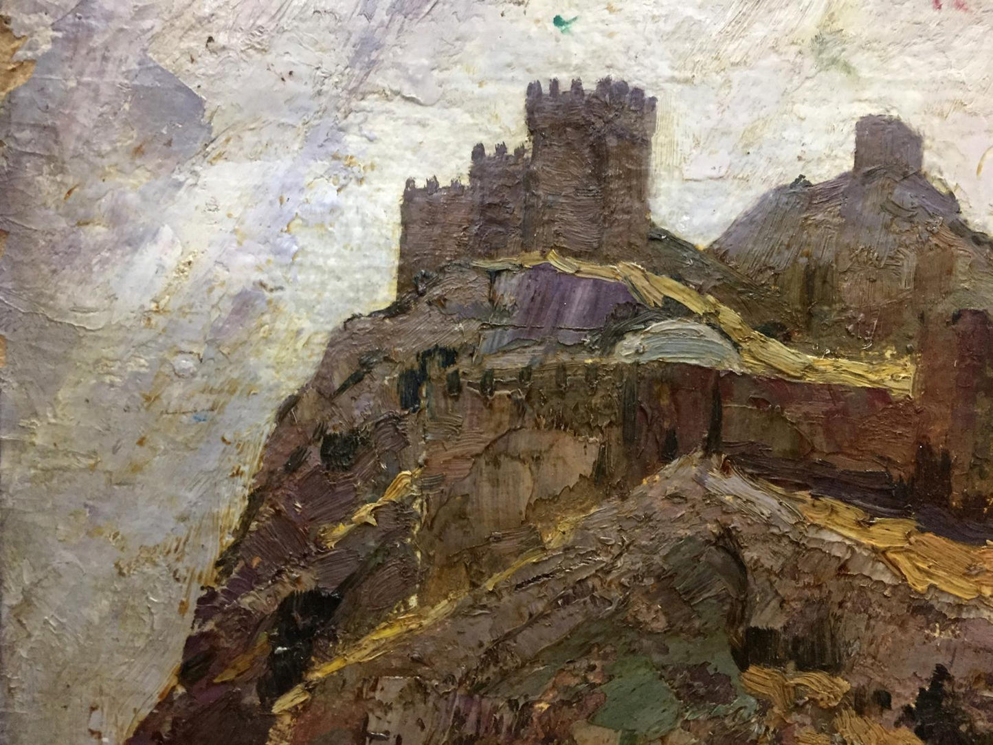 Double oil painting Landscapes. Castle
