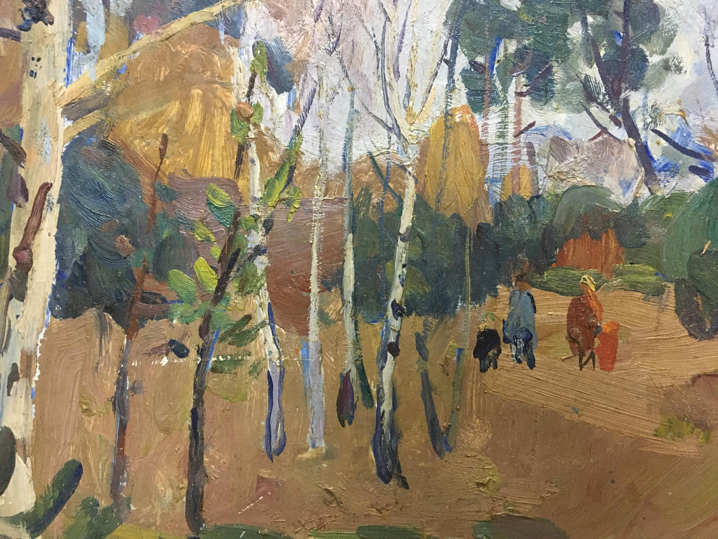 Oil painting Autumn in a birch forest Moses Gantman