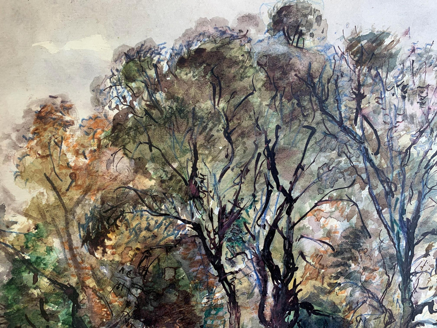 Watercolor painting Autumn in the forest A. G. Cherkas