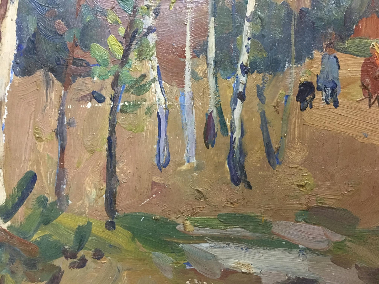 Oil painting Autumn in a birch forest Moses Gantman