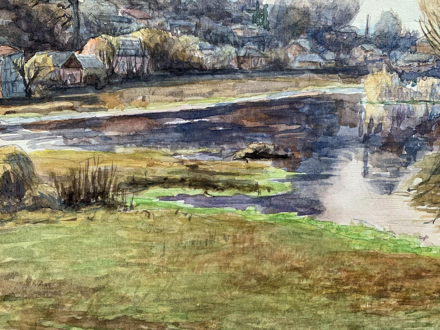 Watercolor painting Near the river Severin Alexey Alexandrovich