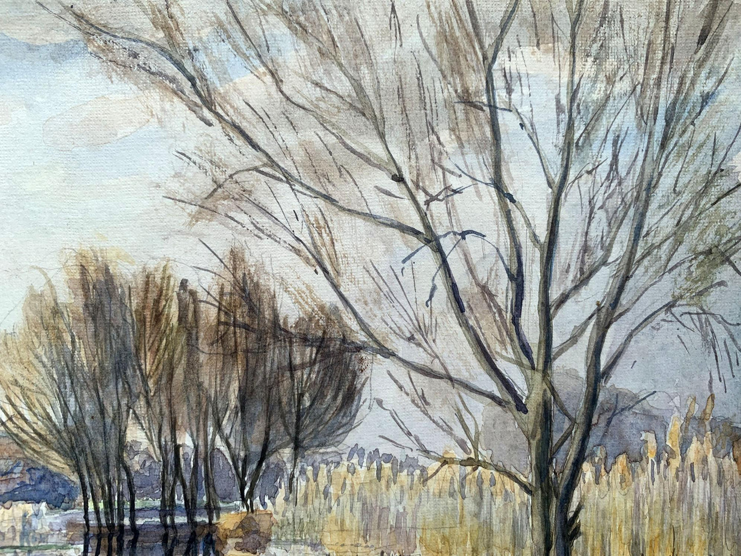 Watercolor painting Near the river Severin Alexey Alexandrovich