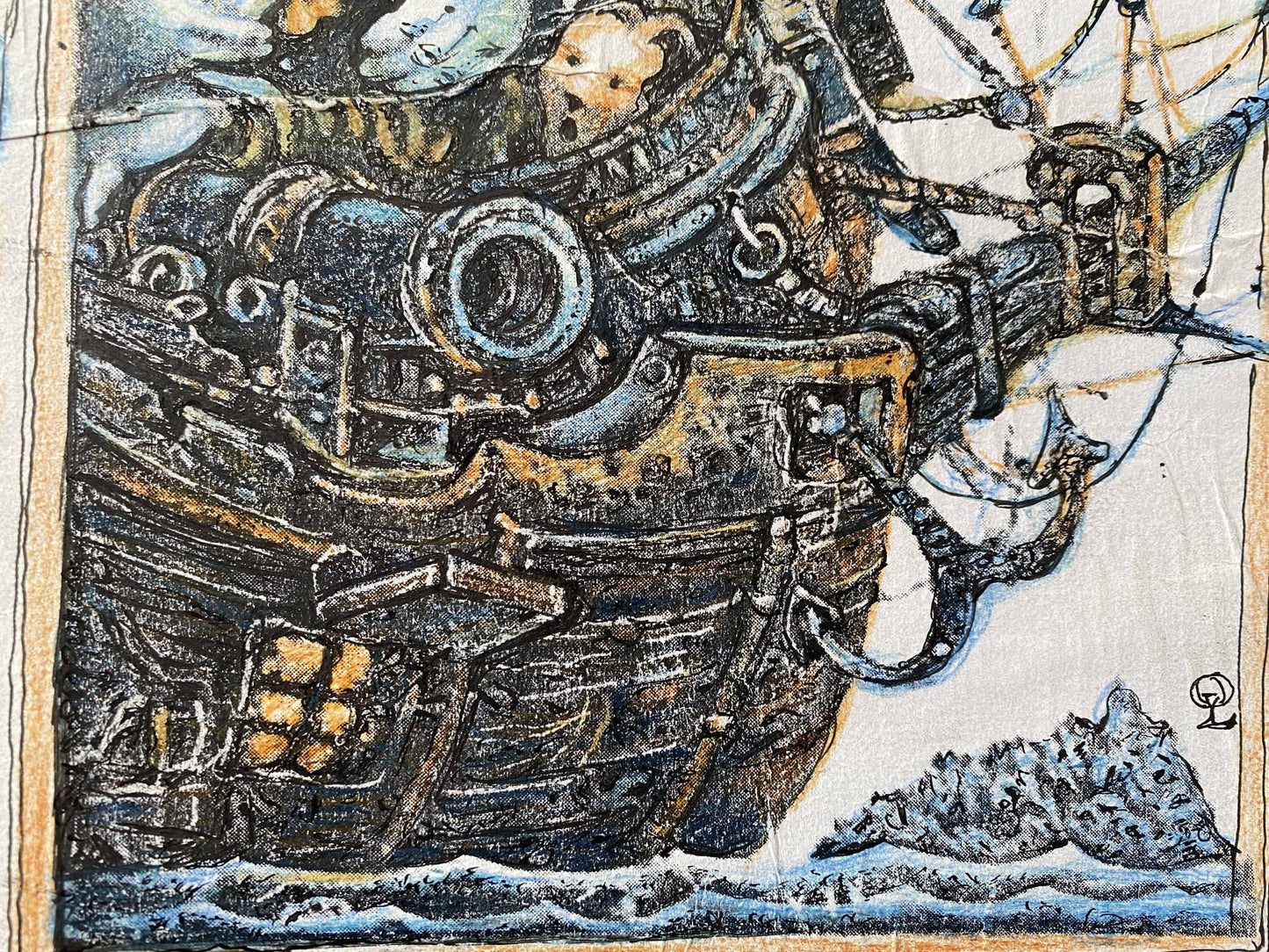 Pencil painting Pirates on a ship Oleg Litvinov