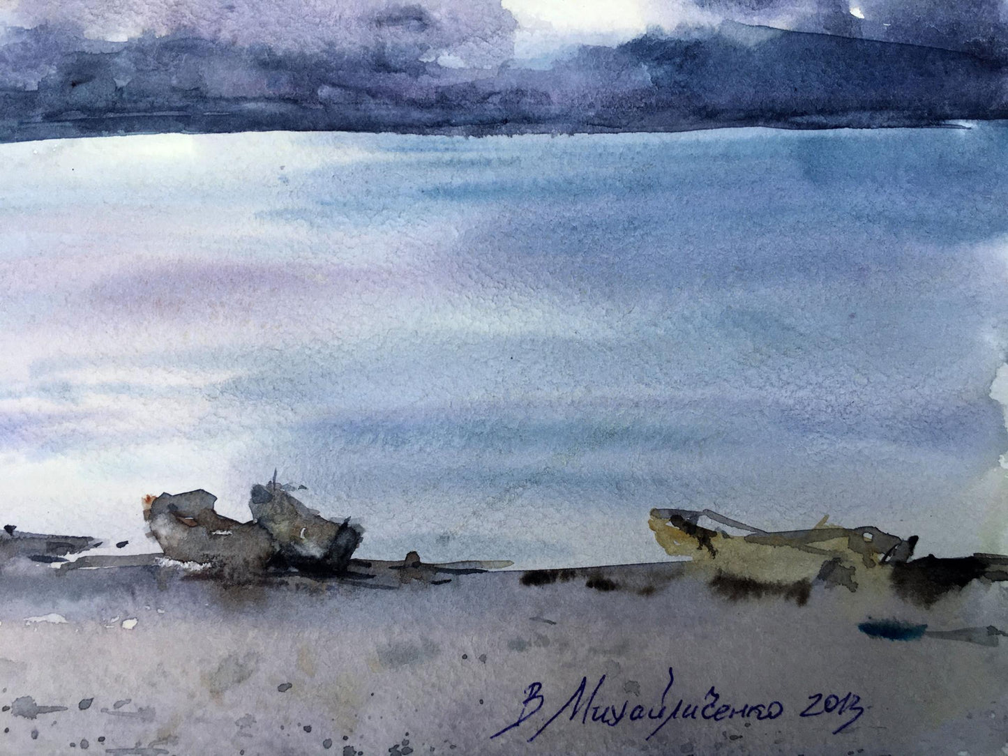 Watercolor painting Lonely shore Viktor Mikhailichenko